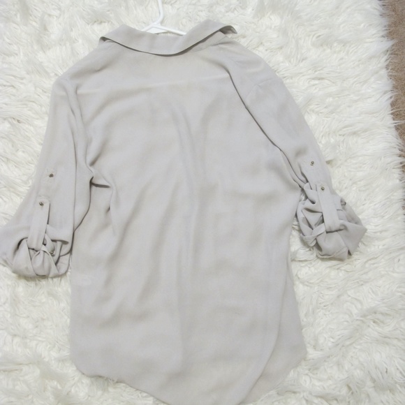 Women's Express Portofino Collared business office Shirt top Size S Cream GUC - Picture 6 of 6